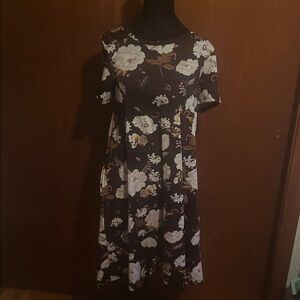LuLaRoe Black Floral Midi Dress